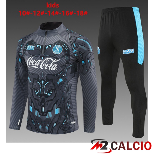 Insieme Tuta Calcio SSC Napoli Bambino Grigio 2025/2026  Insieme Tuta Calcio SSC Napoli Bambino Grigio 2025/2026