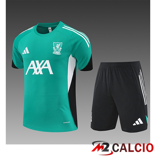 Insieme T Shirt Allenamento FC Liverpool Bambino Verde/Bianco/Nero 2025/2026  Insieme T Shirt Allenamento FC Liverpool Bambino Verde/Bianco/Nero 2025/2026