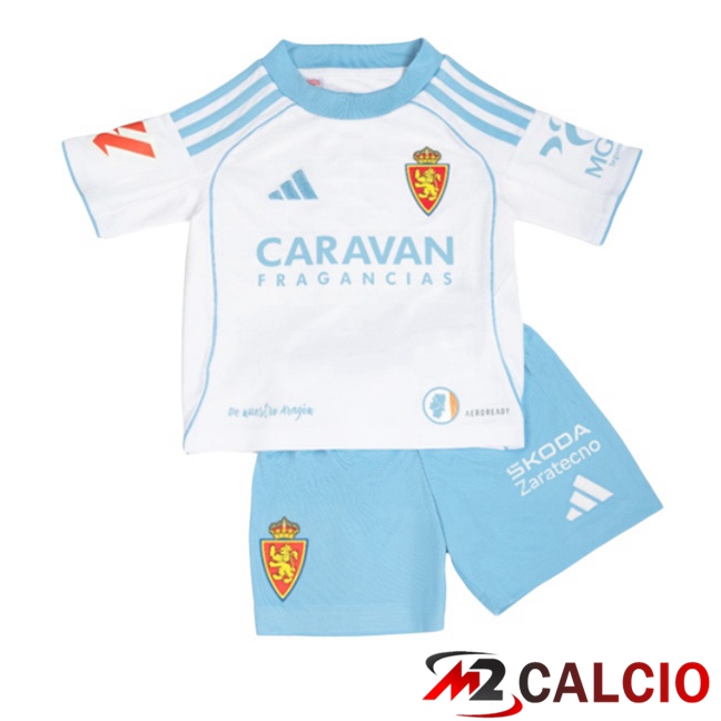 Maglie Calcio Real Zaragoza Bambino Prima Bianco 2025/2026  Maglie Calcio Real Zaragoza Bambino Prima Bianco 2025/2026