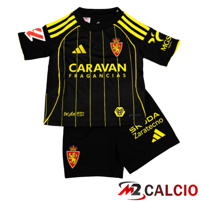 Maglie Calcio Real Zaragoza Bambino Seconda Nero 2025/2026  Maglie Calcio Real Zaragoza Bambino Seconda Nero 2025/2026