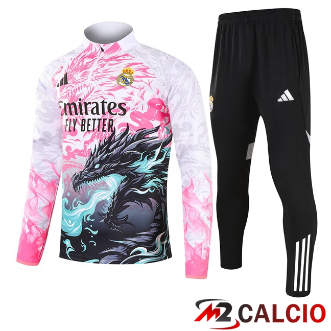 Insieme Tuta Calcio Real Madrid Rosa Bianco 2025/2026  Insieme Tuta Calcio Real Madrid Rosa Bianco 2025/2026