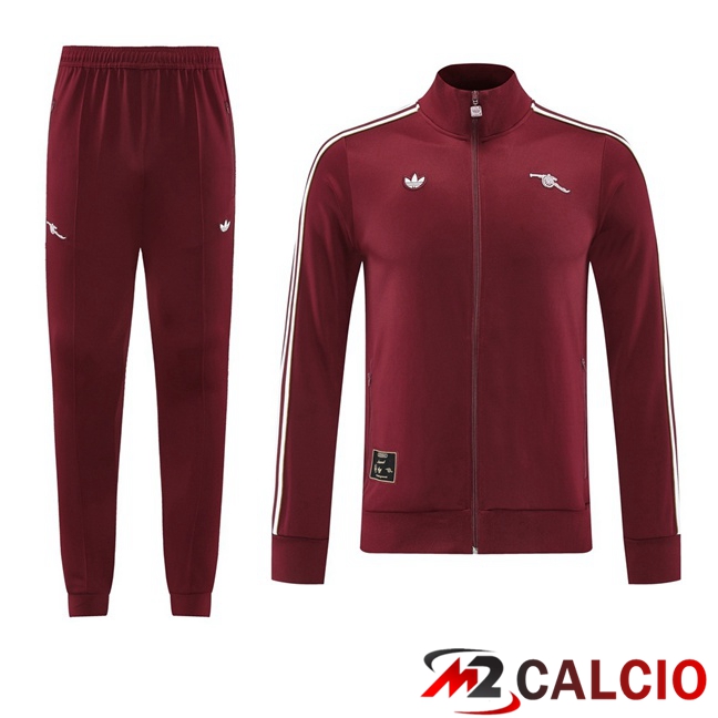 Insieme Tuta Calcio - Giacca Arsenal Rosso 2025/2026  Insieme Tuta Calcio - Giacca Arsenal Rosso 2025/2026