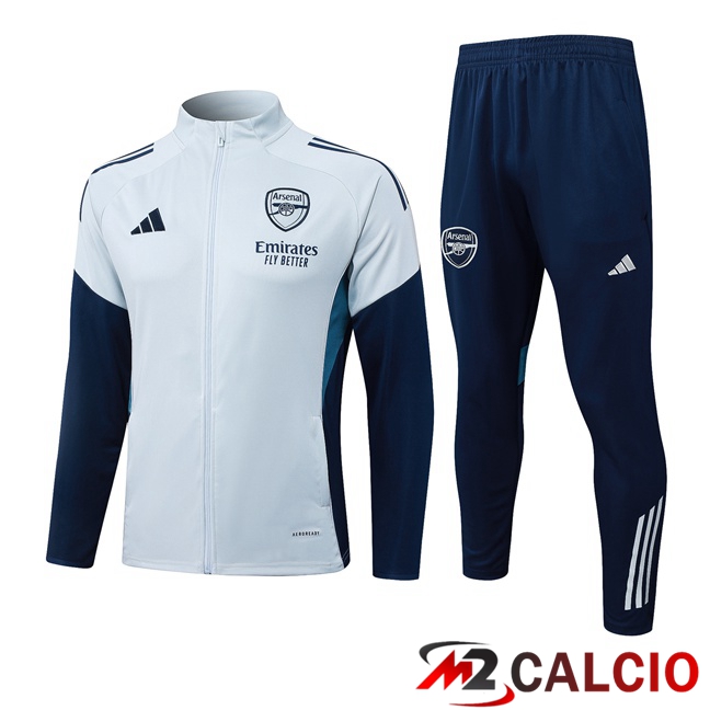 Insieme Tuta Calcio - Giacca Arsenal Grigio 2025/2026  Insieme Tuta Calcio - Giacca Arsenal Grigio 2025/2026