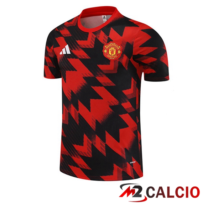 T Shirt Allenamento Manchester United Nero Rosso 2025/2026  T Shirt Allenamento Manchester United Nero Rosso 2025/2026