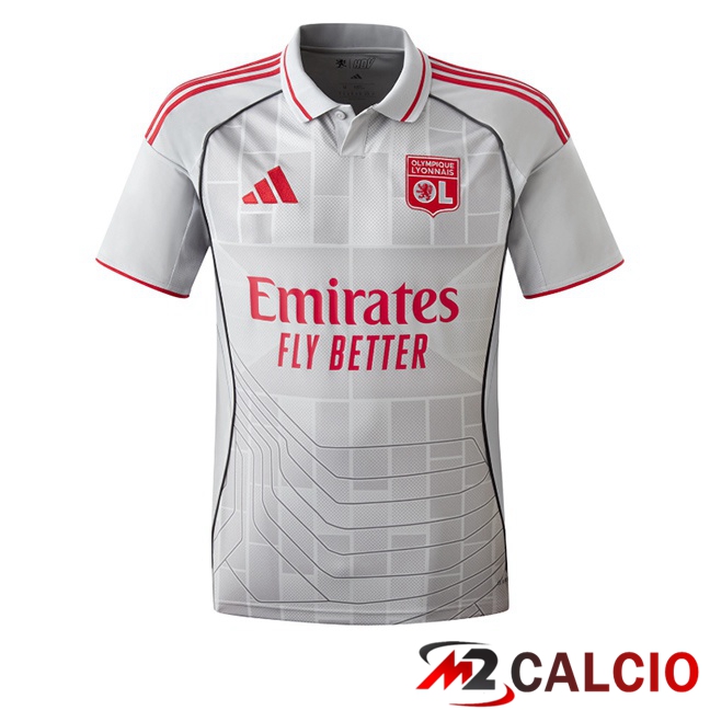 Maglie Calcio Lione OL Terza Grigio 2025/2026  Maglie Calcio Lione OL Terza Grigio 2025/2026