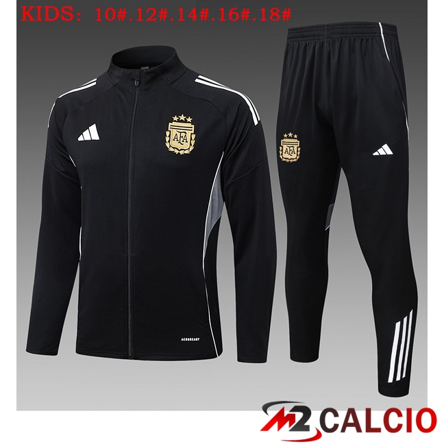 Insieme Tuta Calcio - Giacca Argentina Bambino Nero 2025/2026  Insieme Tuta Calcio - Giacca Argentina Bambino Nero 2025/2026