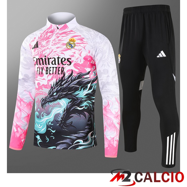 Insieme Tuta Calcio Real Madrid Bambino Rosa Bianco 2025/2026  Insieme Tuta Calcio Real Madrid Bambino Rosa Bianco 2025/2026