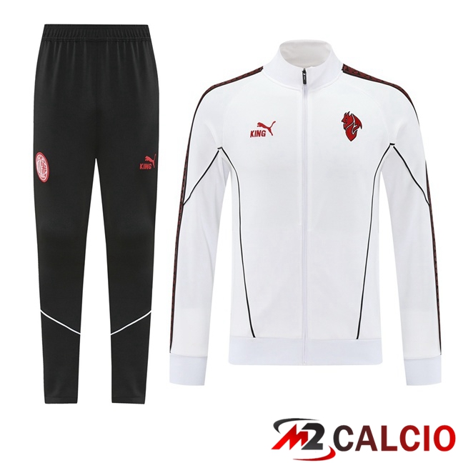 Insieme Tuta Calcio - Giacca AC Milan Bianco 2025/2026  Insieme Tuta Calcio - Giacca AC Milan Bianco 2025/2026