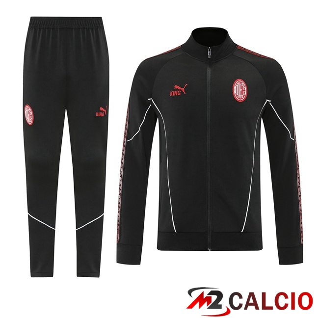 Insieme Tuta Calcio - Giacca AC Milan Nero 2025/2026  Insieme Tuta Calcio - Giacca AC Milan Nero 2025/2026