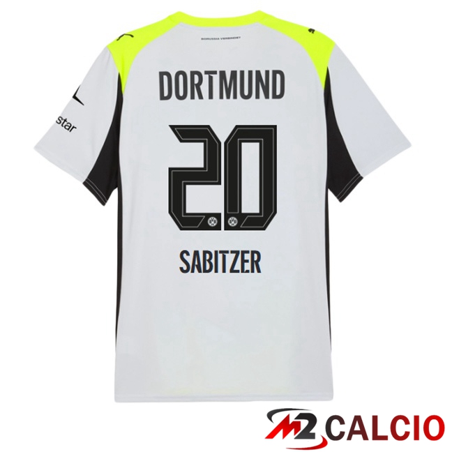 Maglie Calcio Dortmund BVB (Sabitzer 20) Seconda Grigio Verde 2025/2026  Maglie Calcio Dortmund BVB (Sabitzer 20) Seconda Grigio Verde 2025/2026