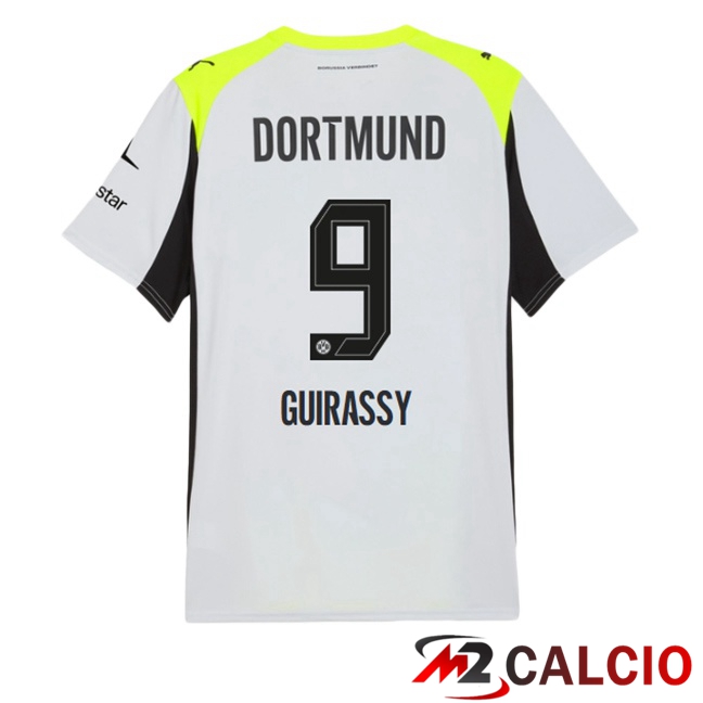 Maglie Calcio Dortmund BVB (Guirassy 9) Seconda Grigio Verde 2025/2026  Maglie Calcio Dortmund BVB (Guirassy 9) Seconda Grigio Verde 2025/2026