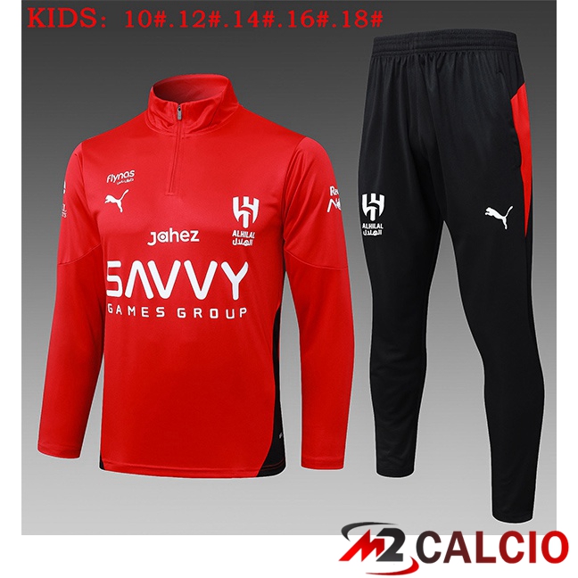 Insieme Tuta Calcio Al-Hilal FC Bambino Rosso 2025/2026