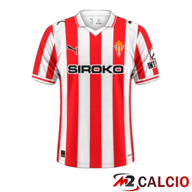 Maglie Calcio Sporting Gijon Prima Rosso Bianco 2025/2026  Maglie Calcio Sporting Gijon Prima Rosso Bianco 2025/2026