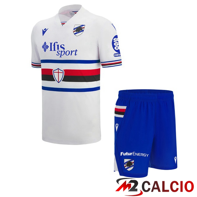 Maglie Calcio UC Sampdoria Bambino Seconda Bianco 2025/2026  Maglie Calcio UC Sampdoria Bambino Seconda Bianco 2025/2026