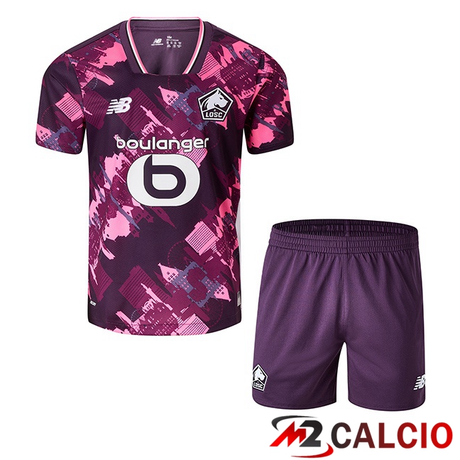 Maglie Calcio Lille OSC Bambino Quarto Viola 2025/2026  Maglie Calcio Lille OSC Bambino Quarto Viola 2025/2026