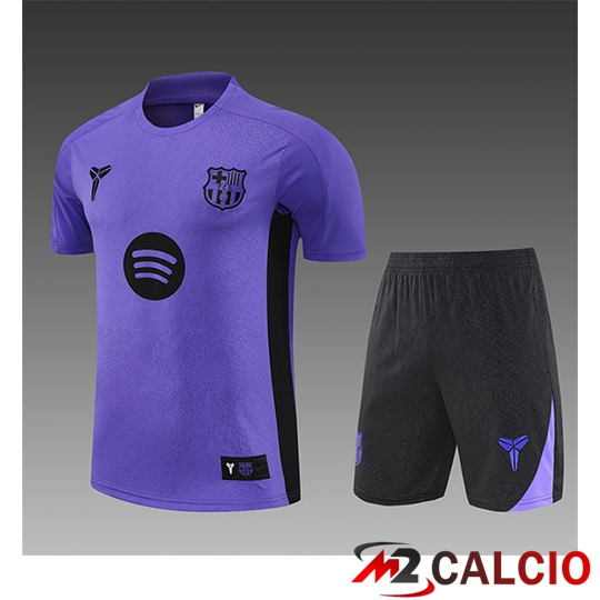 Insieme T Shirt Allenamento FC Barcellona Bambino Viola/Nero 2025/2026  Insieme T Shirt Allenamento FC Barcellona Bambino Viola/Nero 2025/2026