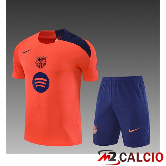 Insieme T Shirt Allenamento FC Barcellona Bambino Arancia/Viola 2025/2026  Insieme T Shirt Allenamento FC Barcellona Bambino Arancia/Viola 2025/2026