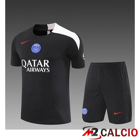 Insieme T Shirt Allenamento PSG Bambino Nero/Blu 2025/2026  Insieme T Shirt Allenamento PSG Bambino Nero/Blu 2025/2026