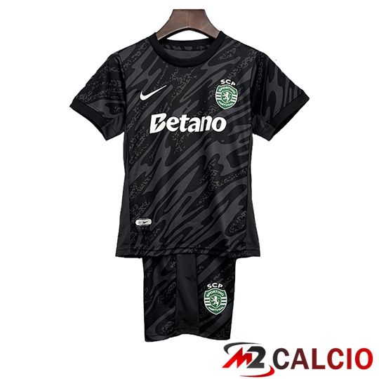 Maglie Calcio Sporting SCP Bambino Portiere Nero 2025/2026  Maglie Calcio Sporting SCP Bambino Portiere Nero 2025/2026