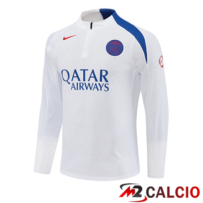 Felpa Allenamento Paris PSG Bianco 2025/2026  Felpa Allenamento Paris PSG Bianco 2025/2026