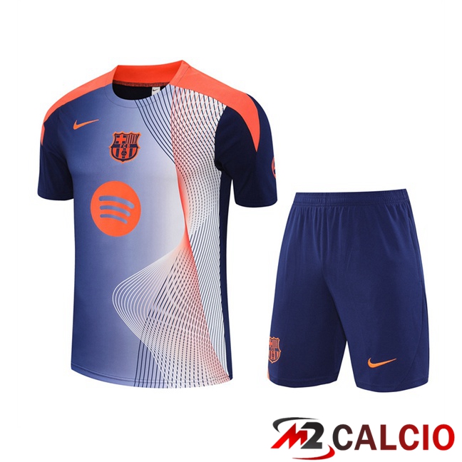 Insieme T Shirt Allenamento FC Barcellona + Pantaloncini Blu Reale 2025/2026  Insieme T Shirt Allenamento FC Barcellona + Pantaloncini Blu Reale 2025/2026