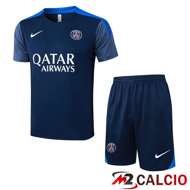 Insieme T Shirt Allenamento Paris PSG + Pantaloncini Blu Reale 2025/2026  Insieme T Shirt Allenamento Paris PSG + Pantaloncini Blu Reale 2025/2026