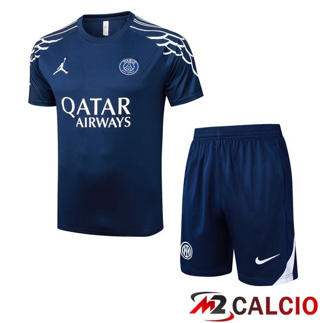 Insieme T Shirt Allenamento Paris PSG + Pantaloncini Blu Reale 2025/2026  Insieme T Shirt Allenamento Paris PSG + Pantaloncini Blu Reale 2025/2026