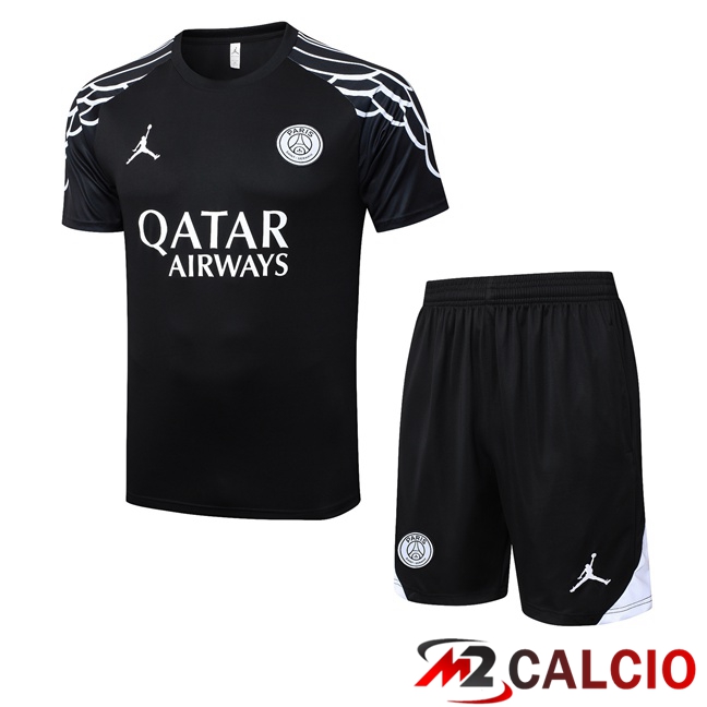 Insieme T Shirt Allenamento Paris PSG + Pantaloncini Nero 2025/2026  Insieme T Shirt Allenamento Paris PSG + Pantaloncini Nero 2025/2026