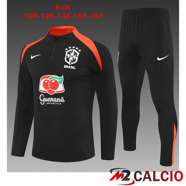 Insieme Tuta Calcio Brasile Bambino Nero 2025/2026  Insieme Tuta Calcio Brasile Bambino Nero 2025/2026
