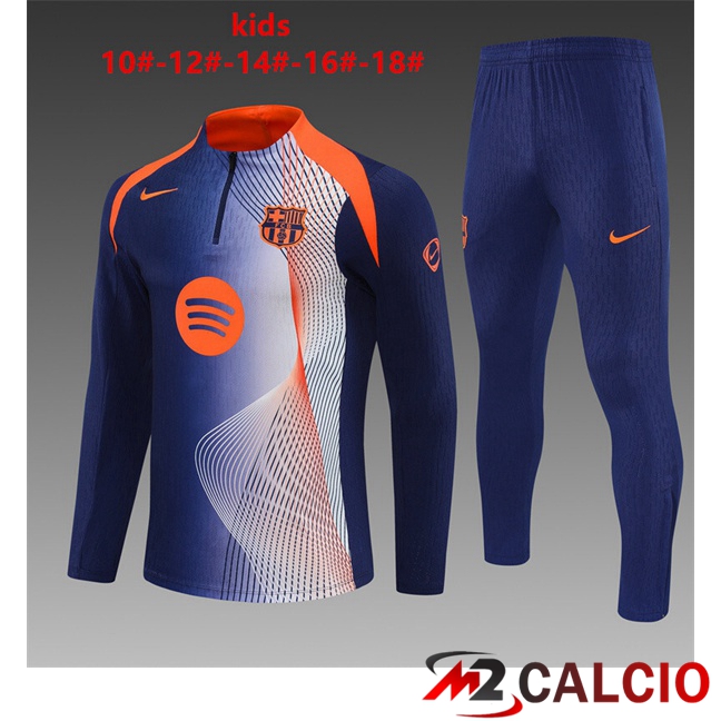 Insieme Tuta Calcio FC Barcellona Bambino Blu Reale Arancia 2025/2026  Insieme Tuta Calcio FC Barcellona Bambino Blu Reale Arancia 2025/2026
