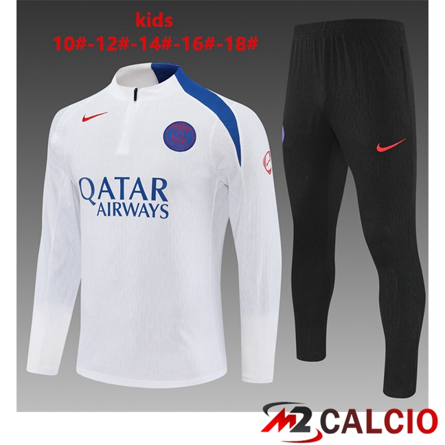 Insieme Tuta Calcio Paris PSG Bambino Bianco 2025/2026  Insieme Tuta Calcio Paris PSG Bambino Bianco 2025/2026