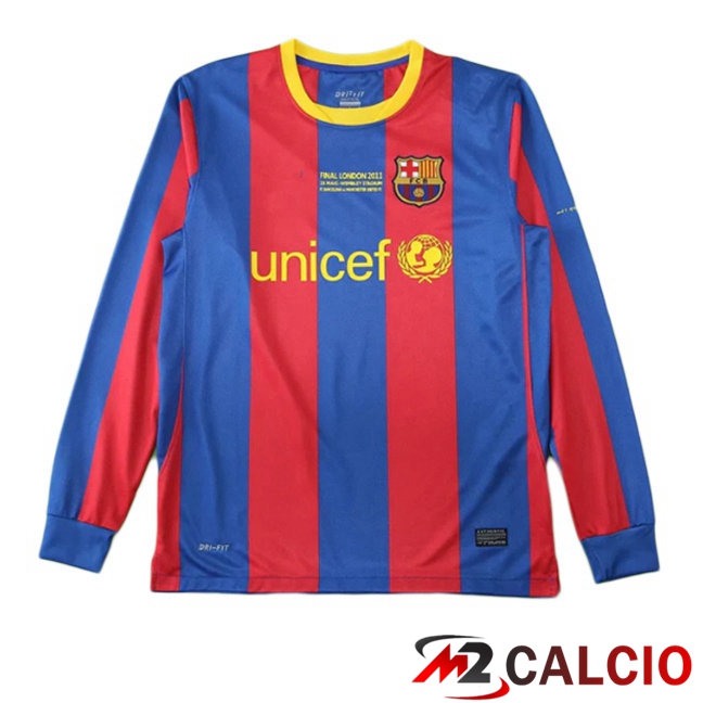 Maglie Calcio FC Barcellona Retro Prima Manica Lunga Blu Rosso 2010-2011  Maglie Calcio FC Barcellona Retro Prima Manica Lunga Blu Rosso 2010-2011