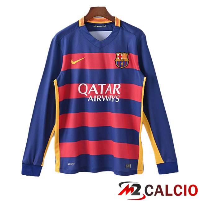 Maglie Calcio FC Barcellona Retro Prima Manica Lunga Blu Rosso 2015-2016  Maglie Calcio FC Barcellona Retro Prima Manica Lunga Blu Rosso 2015-2016