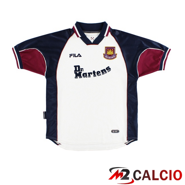 Maglie Calcio West Ham United Retro Seconda Bianco Nero 1999-2001  Maglie Calcio West Ham United Retro Seconda Bianco Nero 1999-2001