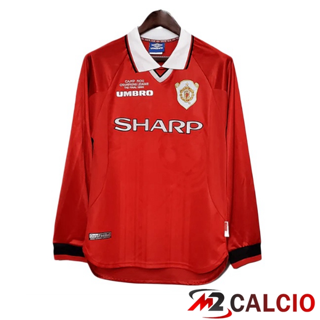 Maglie Calcio Manchester United Retro Prima Manica Lunga Rosso 1999-2000  Maglie Calcio Manchester United Retro Prima Manica Lunga Rosso 1999-2000