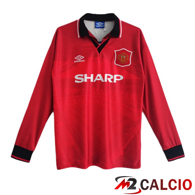 Maglie Calcio Manchester United Retro Prima Manica Lunga Rosso 1994-1996  Maglie Calcio Manchester United Retro Prima Manica Lunga Rosso 1994-1996