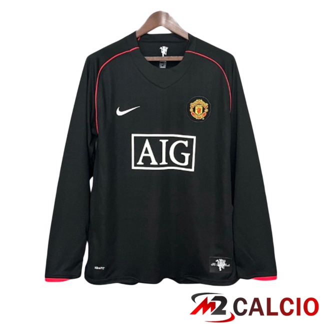 Maglie Calcio Manchester United Retro Seconda Manica Lunga Nero 2007-2008  Maglie Calcio Manchester United Retro Seconda Manica Lunga Nero 2007-2008