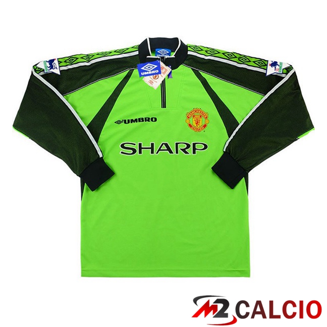 Maglie Calcio Manchester United Retro Portiere Manica Lunga Verde 1998-1999  Maglie Calcio Manchester United Retro Portiere Manica Lunga Verde 1998-1999