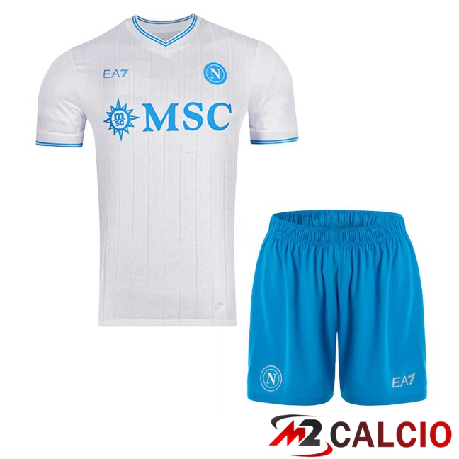 Maglie Calcio SSC Napoli EURO Bambino Seconda Bianco 2025/2026