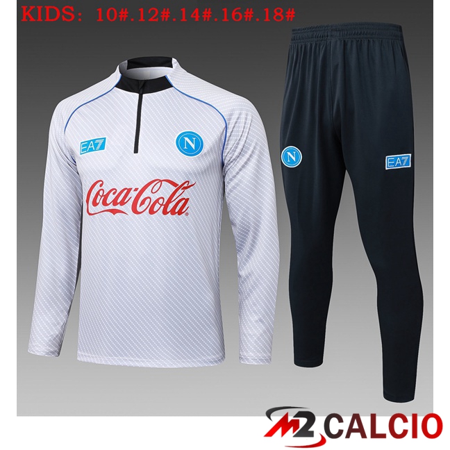 Insieme Tuta Calcio SSC Napoli Bambino Bianco 2025/2026  Insieme Tuta Calcio SSC Napoli Bambino Bianco 2025/2026