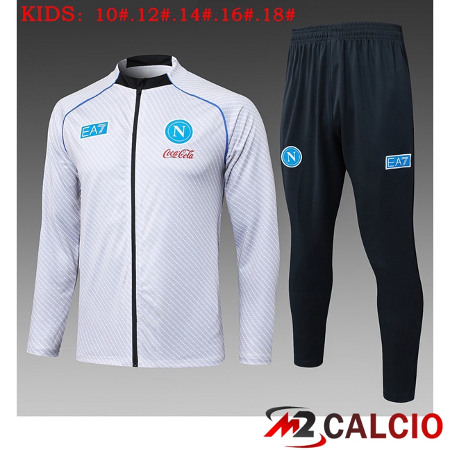 Insieme Tuta Calcio - Giacca SSC Napoli Bambino Bianco 2025/2026  Insieme Tuta Calcio - Giacca SSC Napoli Bambino Bianco 2025/2026