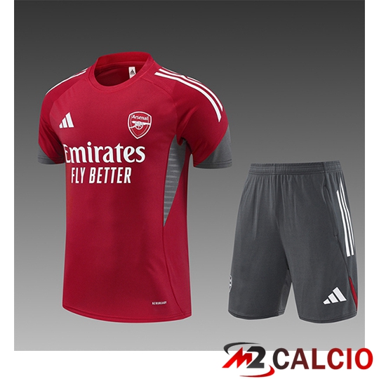Insieme T Shirt Allenamento Arsenal Bambino Rosso/Grigio 2025/2026 Insieme T Shirt Allenamento Arsenal Bambino Rosso/Grigio 2025/2026