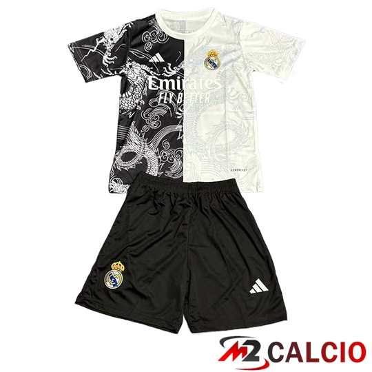 Maglie Calcio Real Madrid Bambino Edizione Speciale Nero/Bianco 2025/2026 Maglie Calcio Real Madrid Bambino Edizione Speciale Nero/Bianco 2025/2026