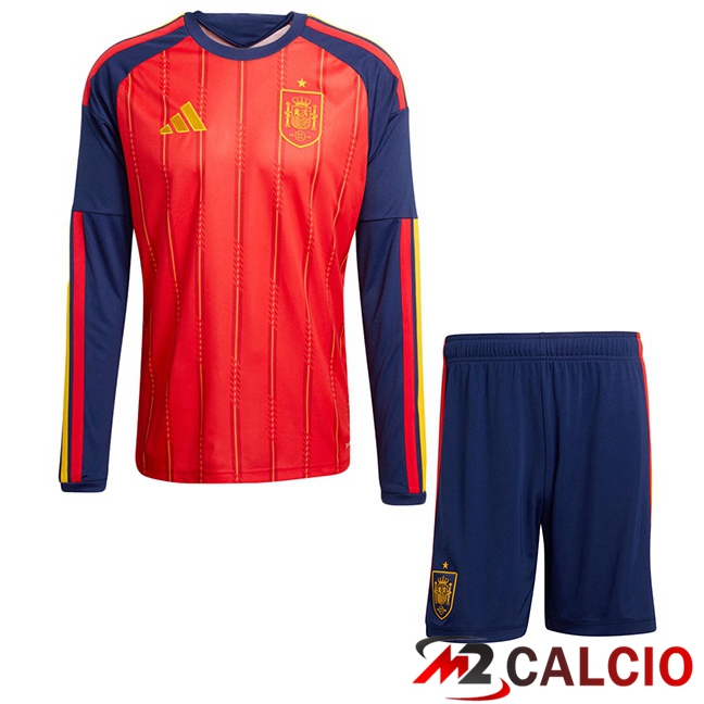 Maglie Calcio Spagna Bambino Prima Manica Lunga Rosso 2026/2027 Maglie Calcio Spagna Bambino Prima Manica Lunga Rosso 2026/2027