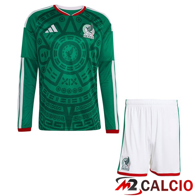Maglie Calcio Messico Bambino Prima Manica Lunga Verde 2026/2027 Maglie Calcio Messico Bambino Prima Manica Lunga Verde 2026/2027