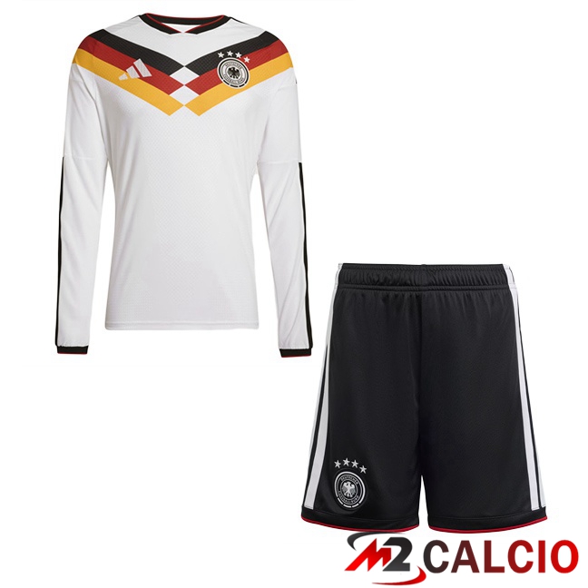 Maglie Calcio Germania Bambino Prima Manica Lunga Bianco 2026/2027 Maglie Calcio Germania Bambino Prima Manica Lunga Bianco 2026/2027