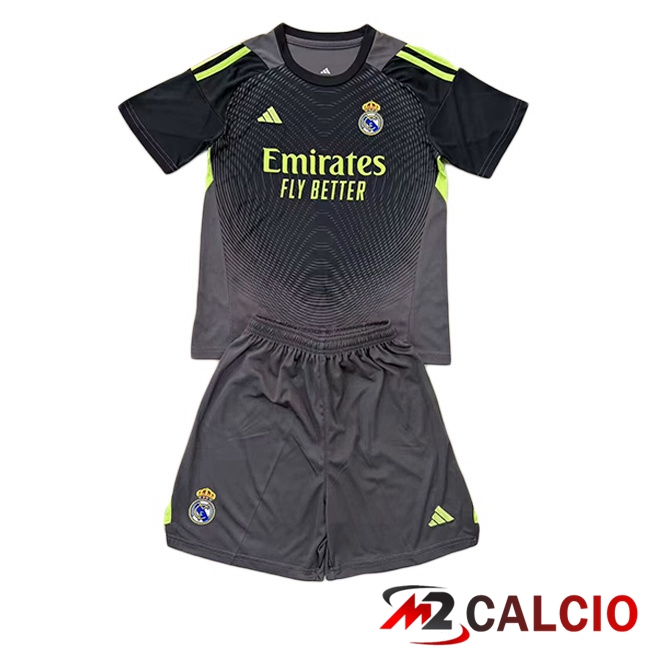 Maglie Calcio Real Madrid Bambino Portiere Grigio 2025/2026 Maglie Calcio Real Madrid Bambino Portiere Grigio 2025/2026