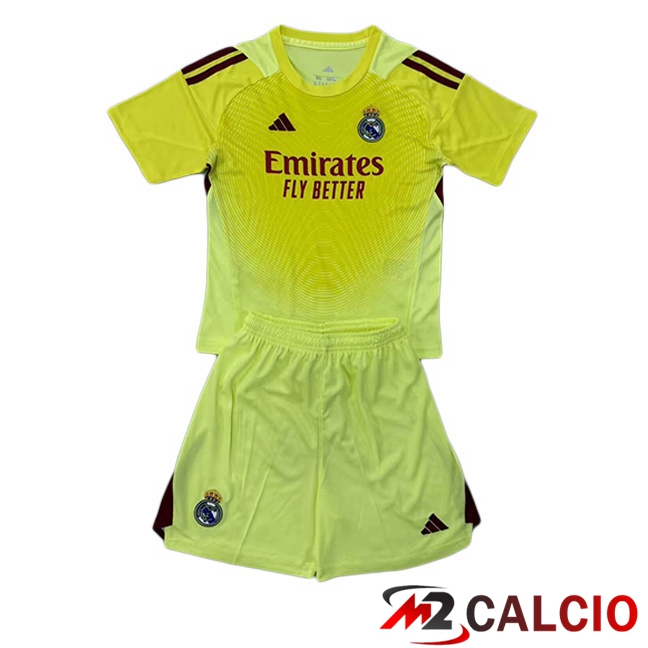 Maglie Calcio Real Madrid Bambino Portiere Giallo 2025/2026 Maglie Calcio Real Madrid Bambino Portiere Giallo 2025/2026