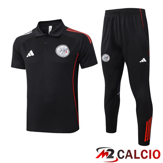 Insieme Polo AFC Ajax + Pantaloni Nero 2025/2026 Insieme Polo AFC Ajax + Pantaloni Nero 2025/2026