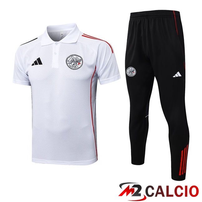 Insieme Polo AFC Ajax + Pantaloni Bianco 2025/2026 Insieme Polo AFC Ajax + Pantaloni Bianco 2025/2026